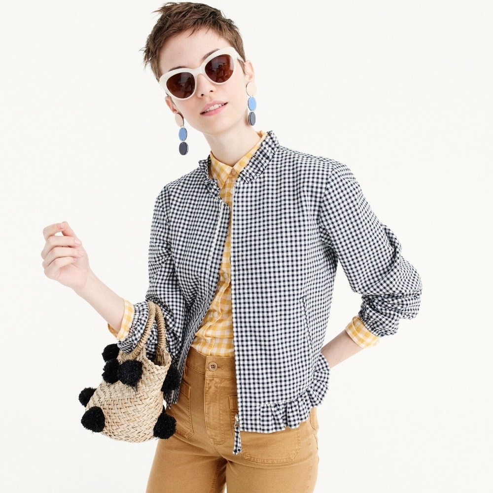 J.Crew Gingham Bomber Jacket